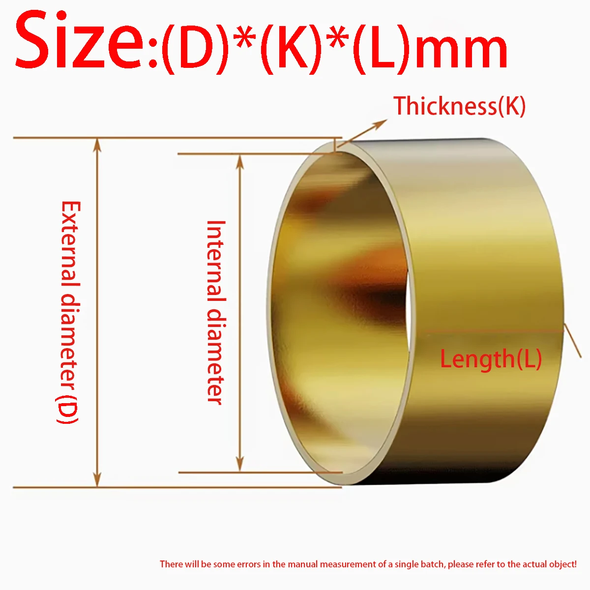 Brass Copper Sleeve Copper Hoop Ring Tube Handle Staff Copper Tube External Diameter24/25/26~40MM