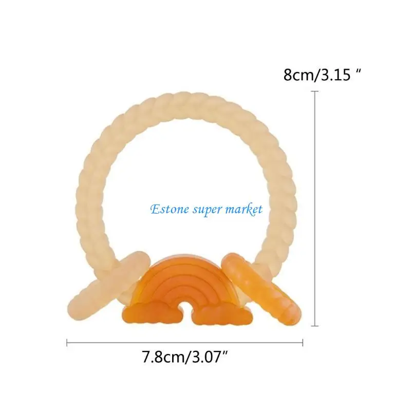 090B Giocattolo da masticare molare neonato Cartone animato a forma arcobaleno Massaggiagengive lenitivo per bambini