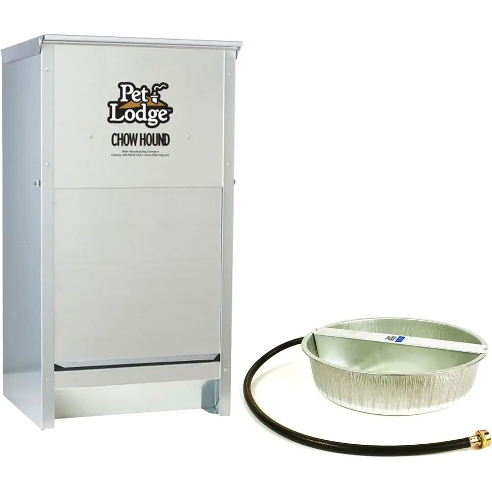 

Автоматическая стальная кормушка для сухих кормов, емкость 25 фунтов и миска для воды для домашних животных из оцинкованной стали на 13 литров