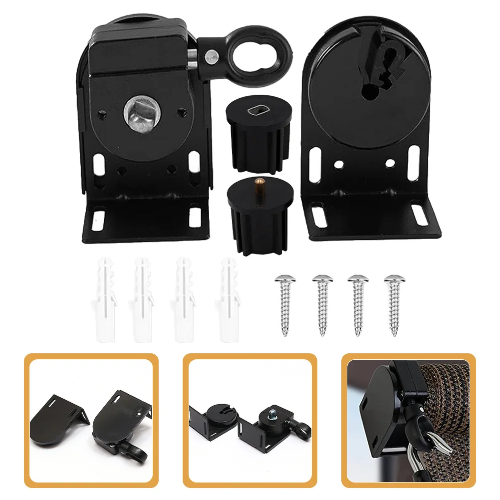 

Black Roller Blinds Bracket Outdoor Windproof Manual Control Fixed Bracket Sunshade Replacement Cordless Outdoor Roller Blinds