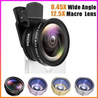 2 IN 1 Lens Universal Clip 37mm Mobile Phone Lens Professional 0.45x 49uv Super Wide-Angle + Macro HD Lens For iPhone Android