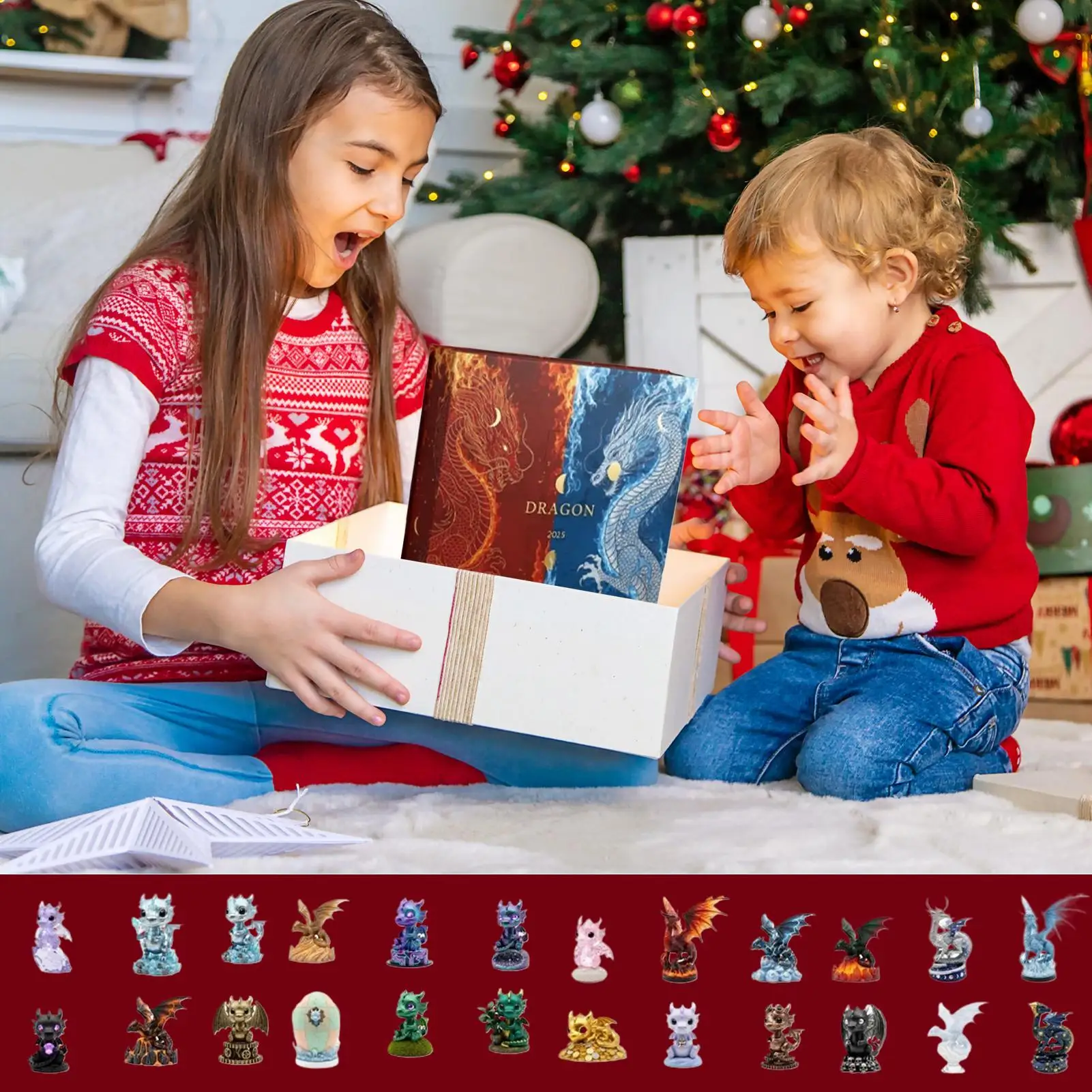 عيد الميلاد التقويم مجيء 2025 لطيف 2D الاكريليك 24 يوما هدايا الحفلات التنين زخرفة العد التنازلي التقويم للأطفال هدية عيد ميلاد #3