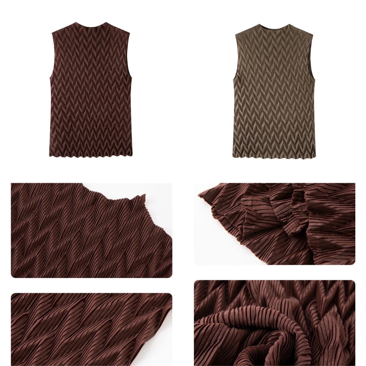 

Miyake Plissé 2026 Mode Tempérament Plissé Tops Femmes Nouveau Design Sens De Sans Manches Assorti T-shirt Bas De Chemise