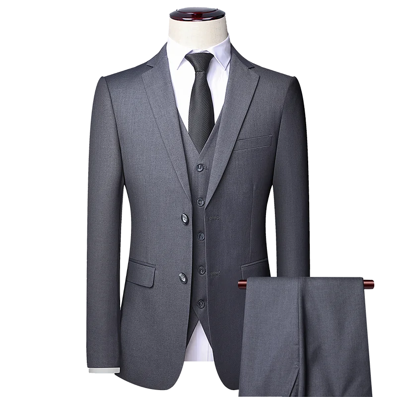 2022 New Three-piece Male Formal Business Suit for Men\'s Fashion Boutique Wedding Dress Suit ( Jacket + Vest + Pants )