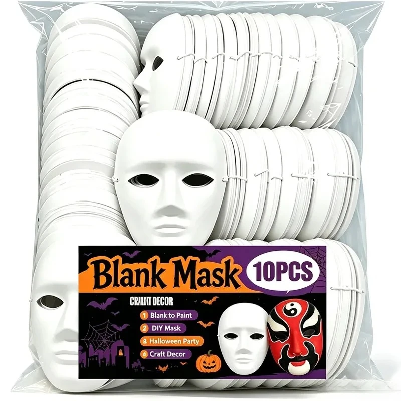DIY White Blank Mask Paper Mache DIY Painting Halloween Party Costume Cosplay Decoration Custom Unisex Adult Funny Craft Mask