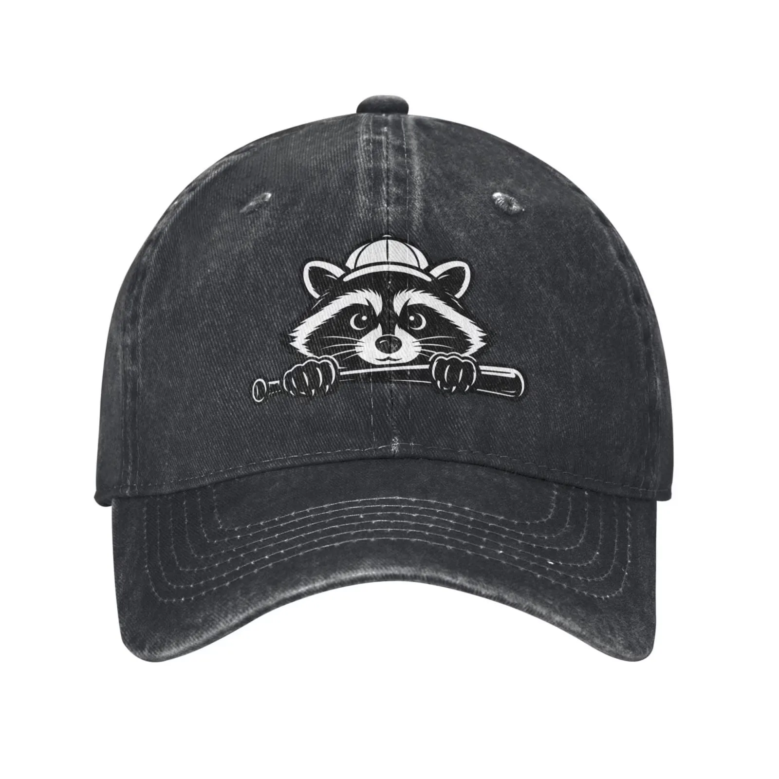 Cute Peeking Raccoon Baseball Cap Adjustable Casual Denim Raccoons Hat Gifts for Women Men Adults Outdoor Daily