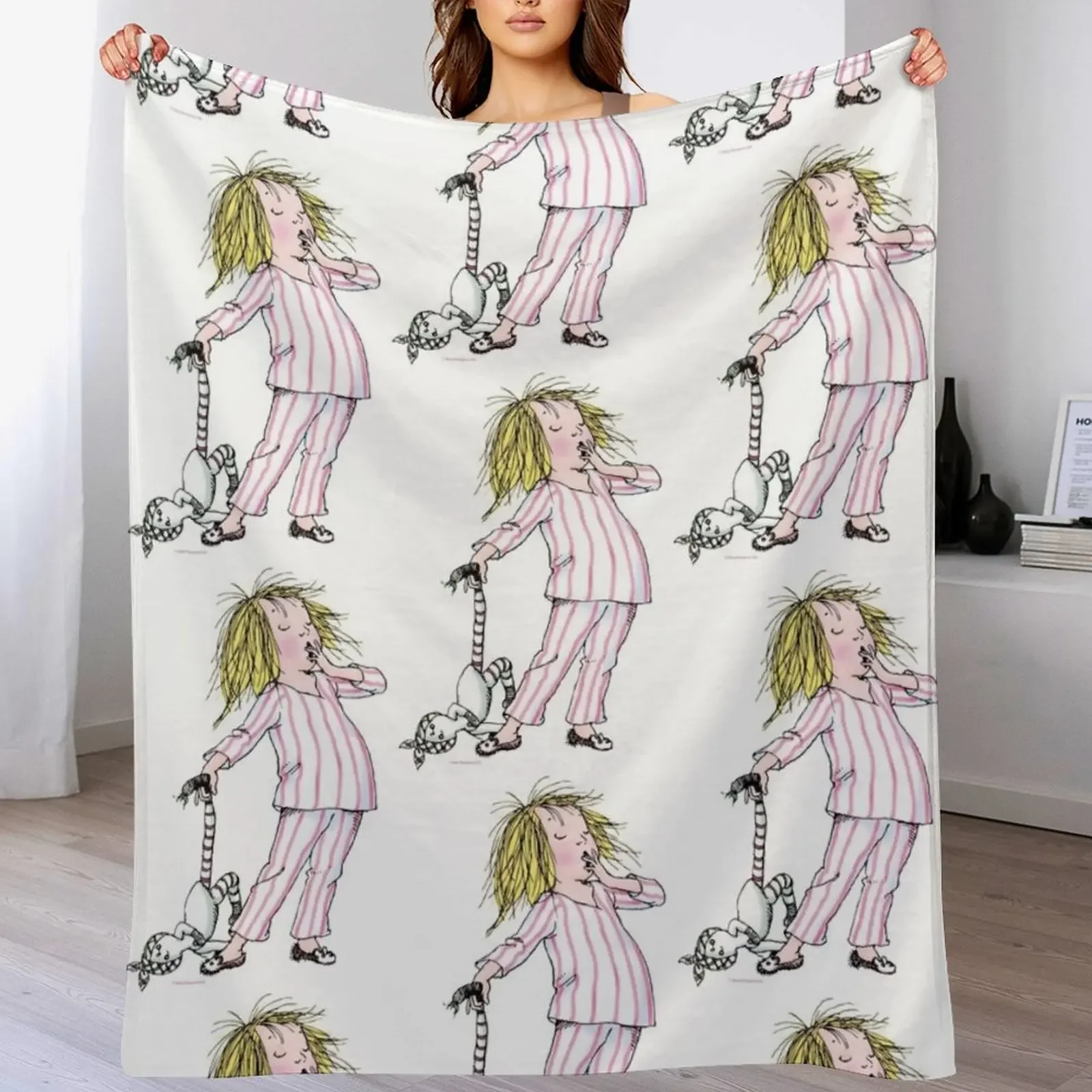 

Yawning Eloise in her Pajamas Throw Blanket Decorative Sofas Plush Weighted Decorative Sofa Blankets
