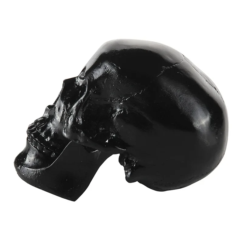 1Pc,Hand Made Resin Craft Black Skull Statues Anatomical Skull Model Creative Skull Figurines Ornaments for Home Office Decor