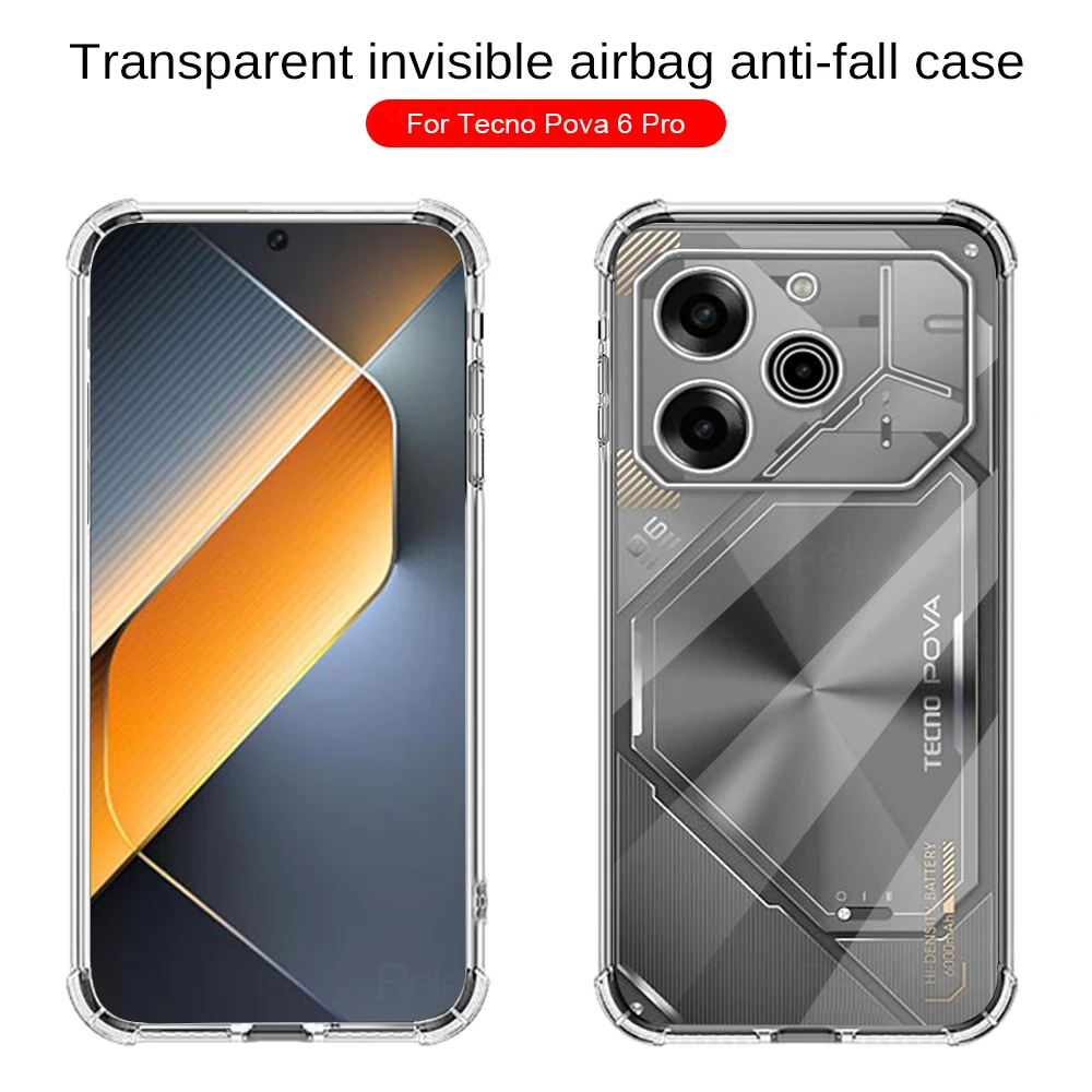 For Tecno Pova 6 Pro Clear Phone Case Pova6 6Pro Pova6Pro Shockproof Protective Shell TecnoPova6pro TecnoPova6 Soft Back Cover