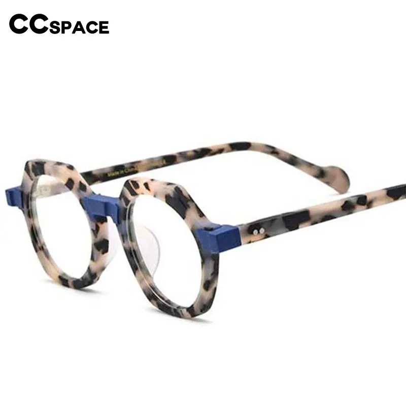 54700 najwyższej jakości oprawki do okularów z octanu oprawki do okularów Vintage okrągłe markowe okulary Leopard óculos De Grau