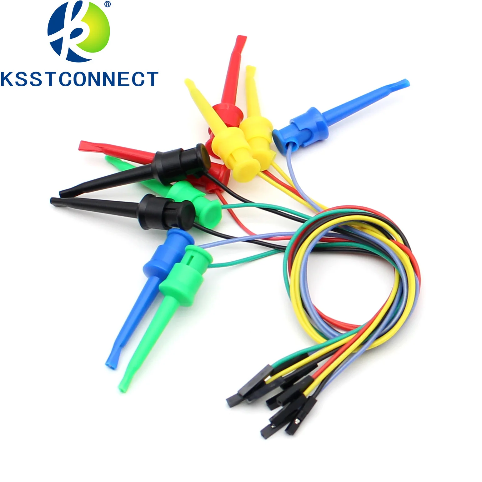 Cabo de Silicone para Osciloscópio Breadboard Analisador Lógico Clipe Gancho de Teste Dupont Masculino e Feminino Jumper Wire 26awg 10 Pcs
