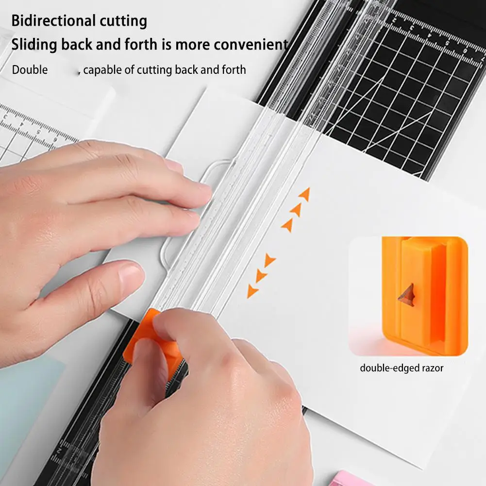 1 шт., резак для бумаги формата А4, безопасная защита и боковая линейка, инструмент для скрапбукинга для бумаги ручной работы, купонов, этикеток