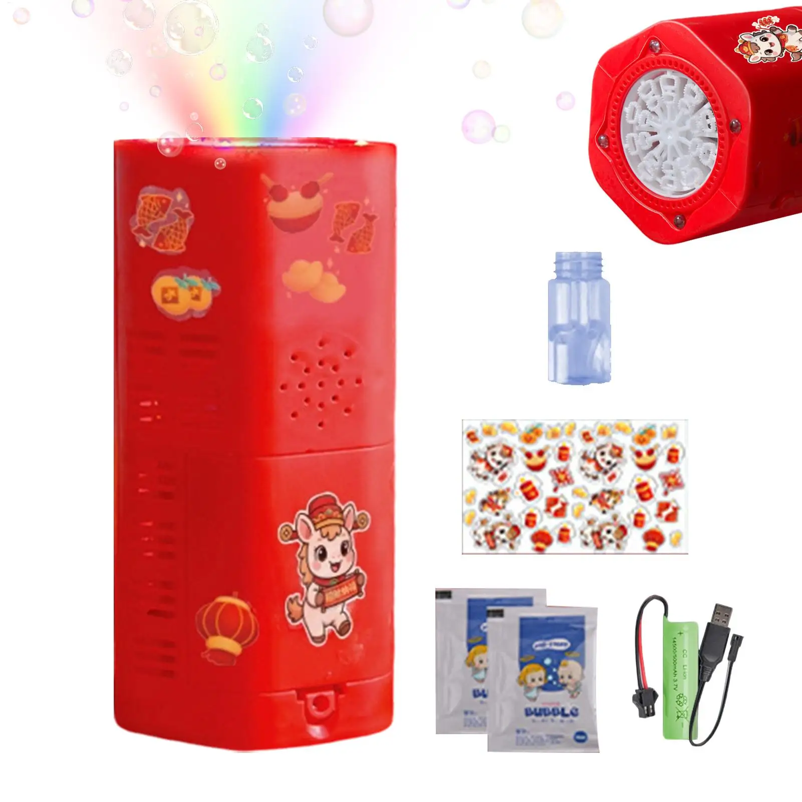 Seifenblasenmaschine, rotierendes Jahr des Pferdes, Spiele mit leicht wiederaufladbarer automatischer Seifenblasenmaschine für Geburtstag, Weihnachten, Frühling