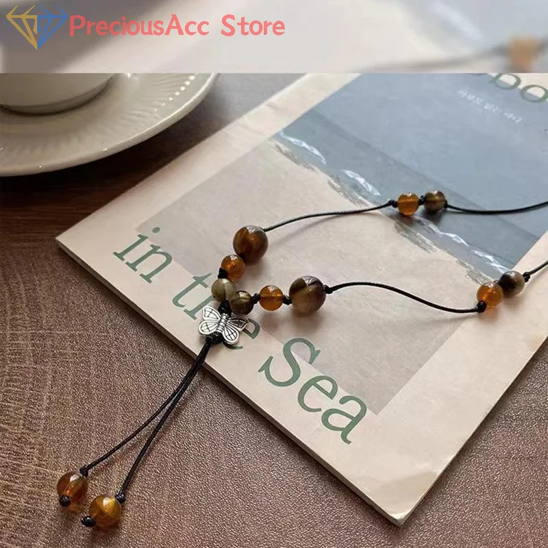 العرقية نمط السيراميك عقد بحلية متدلية على شكل فراشة القلائد لفتاة خمر البوهيمي نمط قلادة مجوهرات هدية