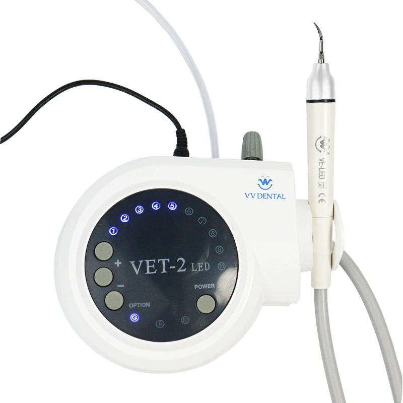 Escalador Dental ultrasónico VVDental VET-2-LED, segunda generación de nuevos equipos de limpieza de escalador Dental con pieza de mano de 5 puntas