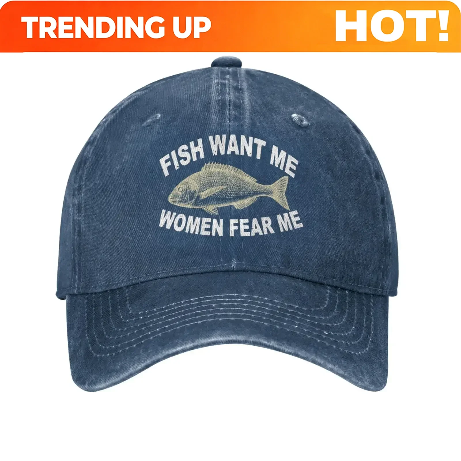 Customization Hat Women Want Me Fishes Fear Me Hat For Women Baseball Cap Graphic Cap