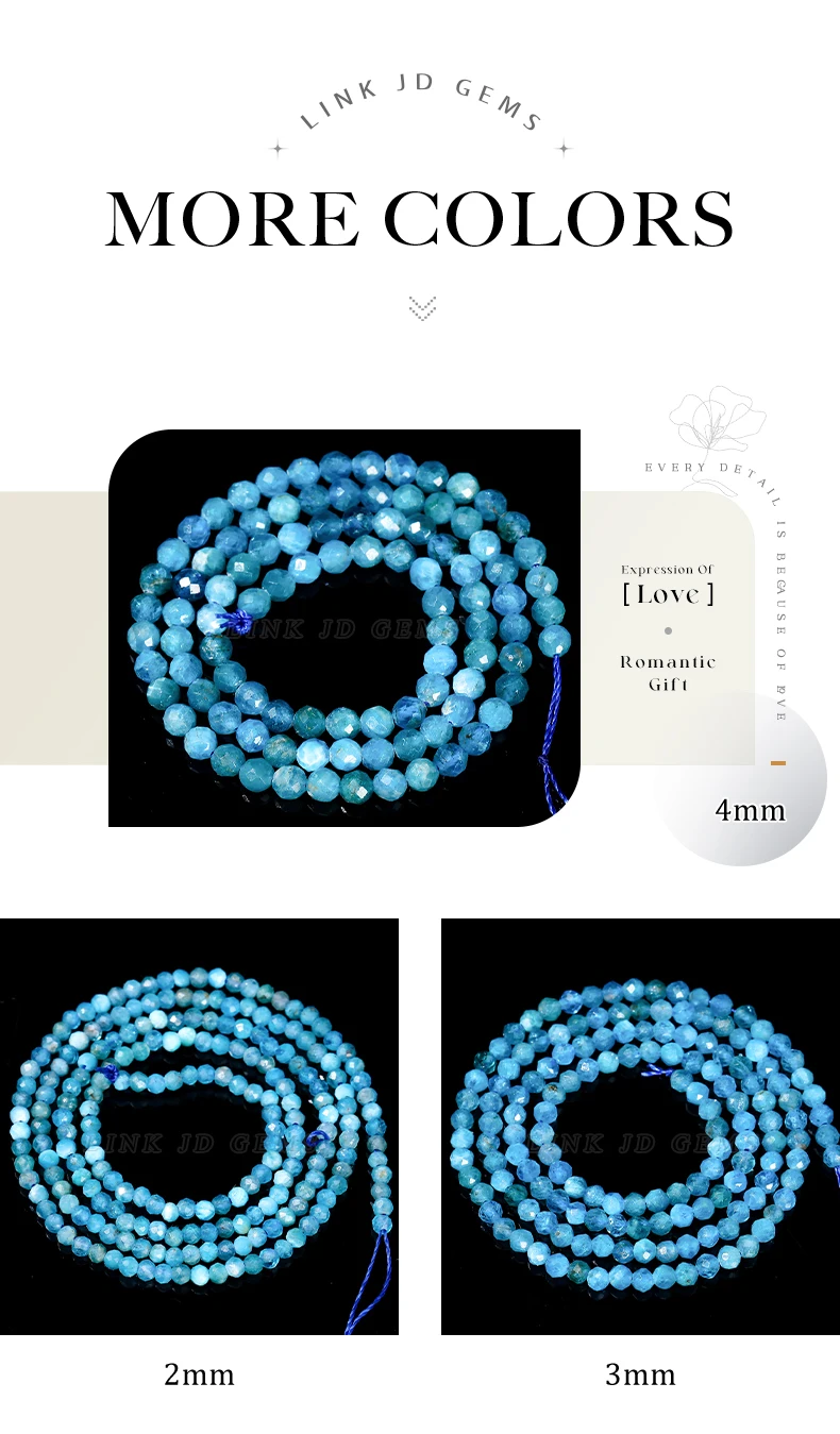 2 3 4mm Natürliche Facettierte Apatit-Perlen Lose Zwischenperlen Kleine Perlen für Schmuckherstellung DIY Halskette Armband Zubehör 15" Zoll – Detail 11