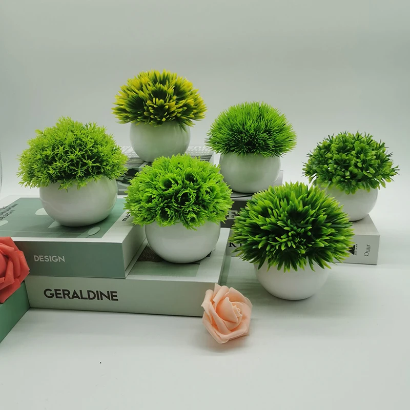 Excellent Fake Potted Plant Hemisphere Potted Plant Ornaments Artificial Realistic Decorative Mini Succulents Desk Office Potted