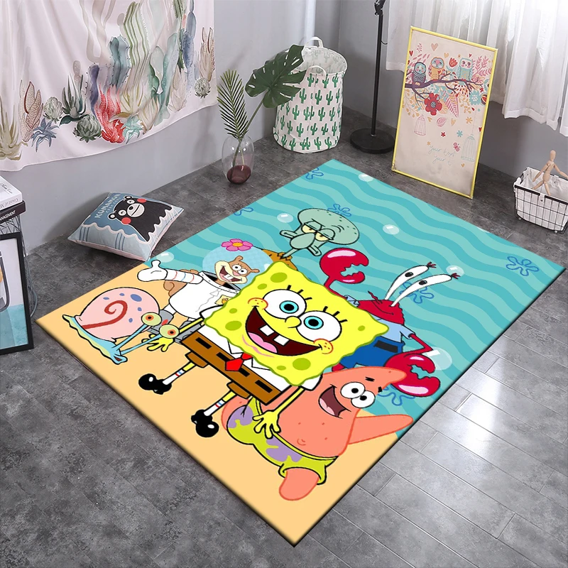 SpongeBob Pattern Large Size Area Rugs 3D Carpet for Home for Living Room Bedroom Sofa Decor Floor Kids Play Anti-Slip Mats Gift