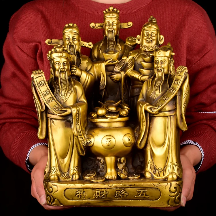 HOT SALE # large GOOD HOME Shop company efficacious  thriving business 5 God of wealth brass mammon FENG SHUI statue