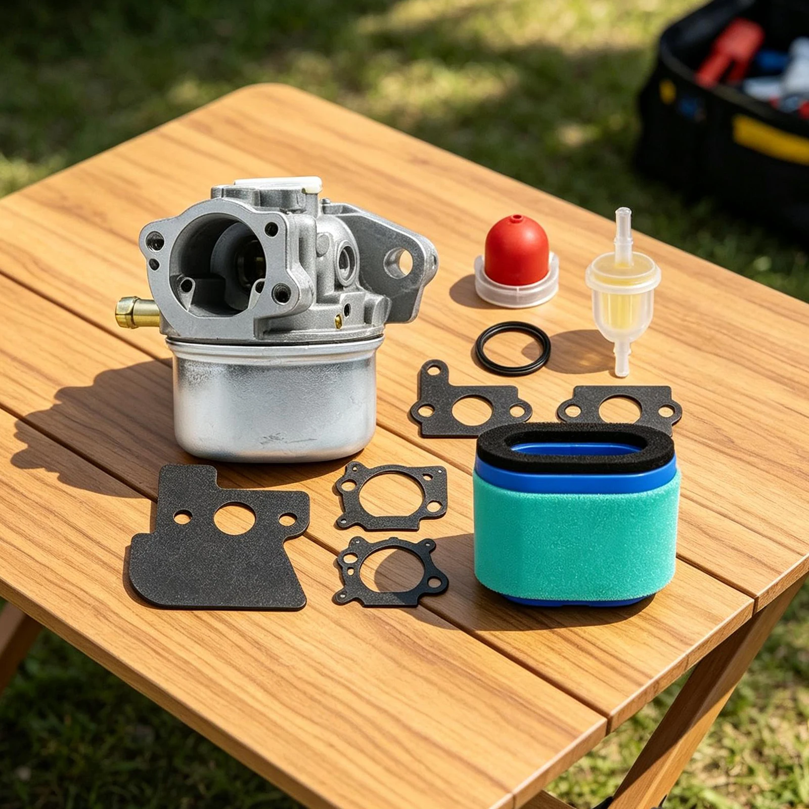 For Lawn Mower Repair Carburetor Kit Air Filter Set Easy Installation Long-lasting Construction Metal Material
