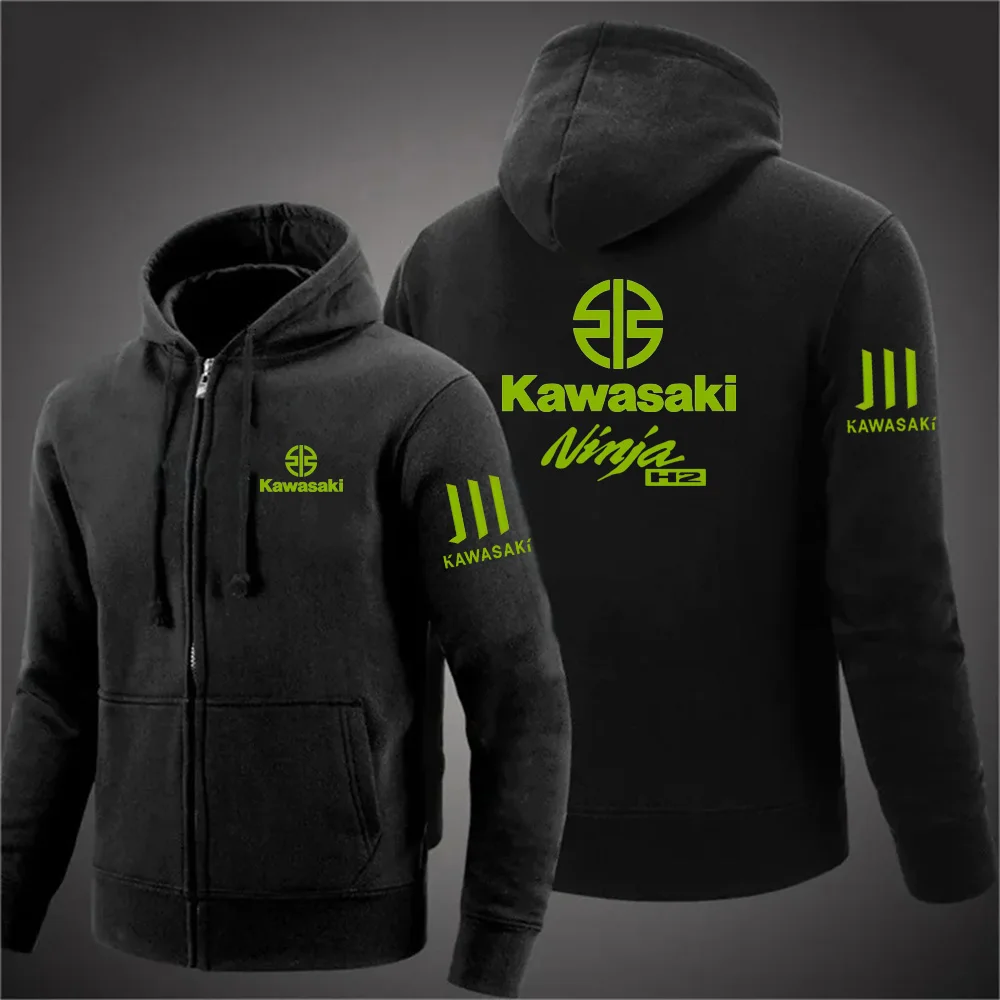 

2026 New Hooded Kawasaki Printed Jacket, Minimalist Style, Spring and Autumn Men's Fashion Zipper Shirt Jacket