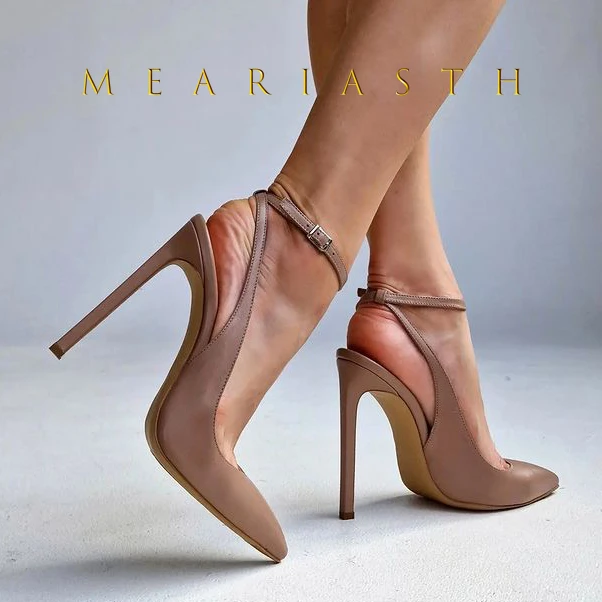 

2025 Sexy ultra-high heels pointed sandals elegant summer patent leather suspender high heels trendy dress banquet women's shoes