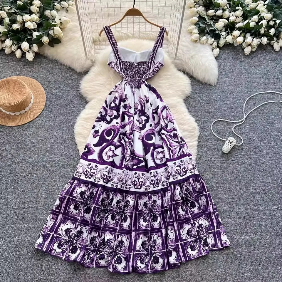 open lace back dress Wedtrend Women White Purple Flower A-Line Spaghetti Straps Chiffon Floor-Length Bridesmaid Dress, Purple Flower / US20W