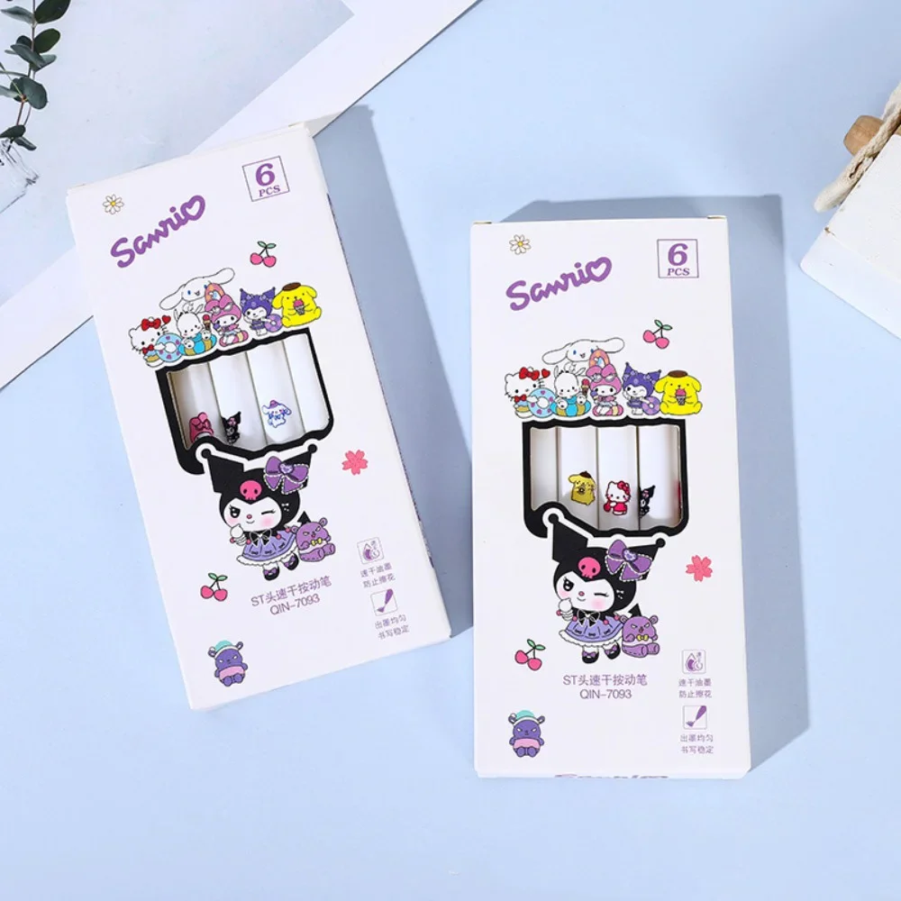 

6pcs/set Anime Peripheral Kuromi Melody Cartoon ST Quick-dry The 0.5 Mm Black Exam Diary Signature Pen Pupil Stationery Gift