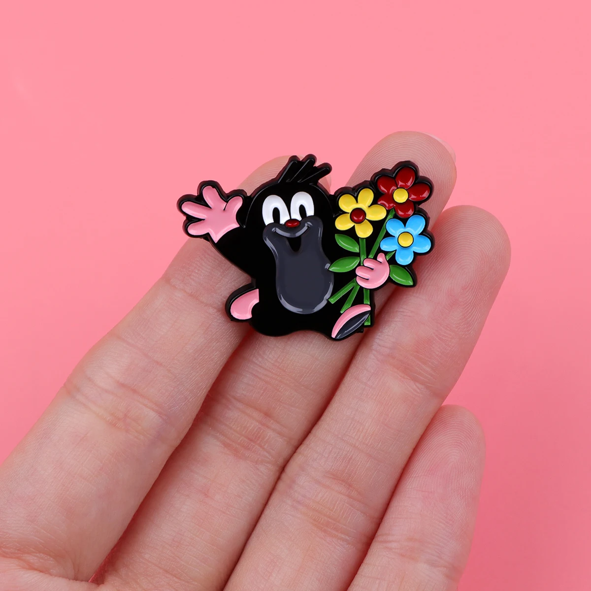 Little Mole Enamel Pin Cute Mouse Badges on Backpack Pig Brooches Lapel Pin Animal Jewelry Cosplay Accessories Kids Gifts Toy