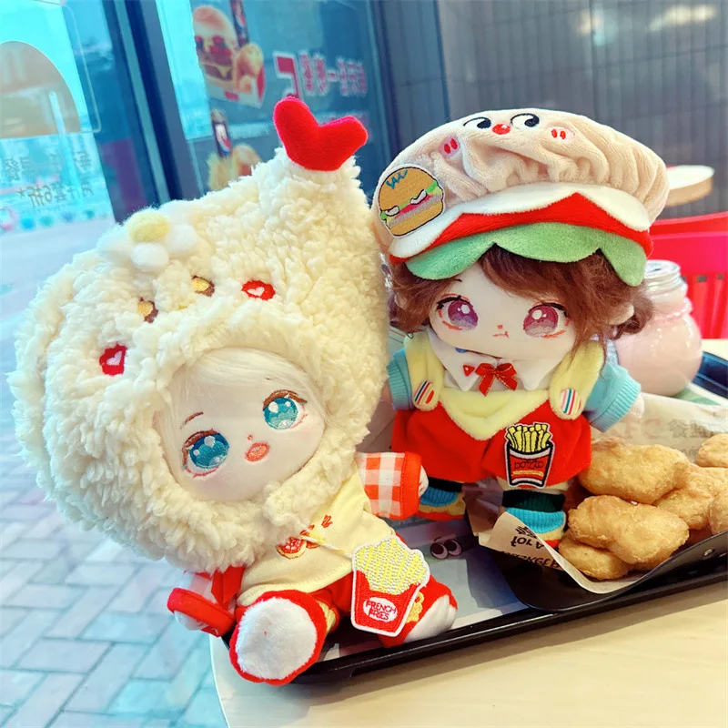 Cute Funny Hamburg Fried Chicken Suit Plush Doll Cartoon DIY Clothes Accessory Kawaii Soft Stuffed No Attributes Cotton Doll Toy