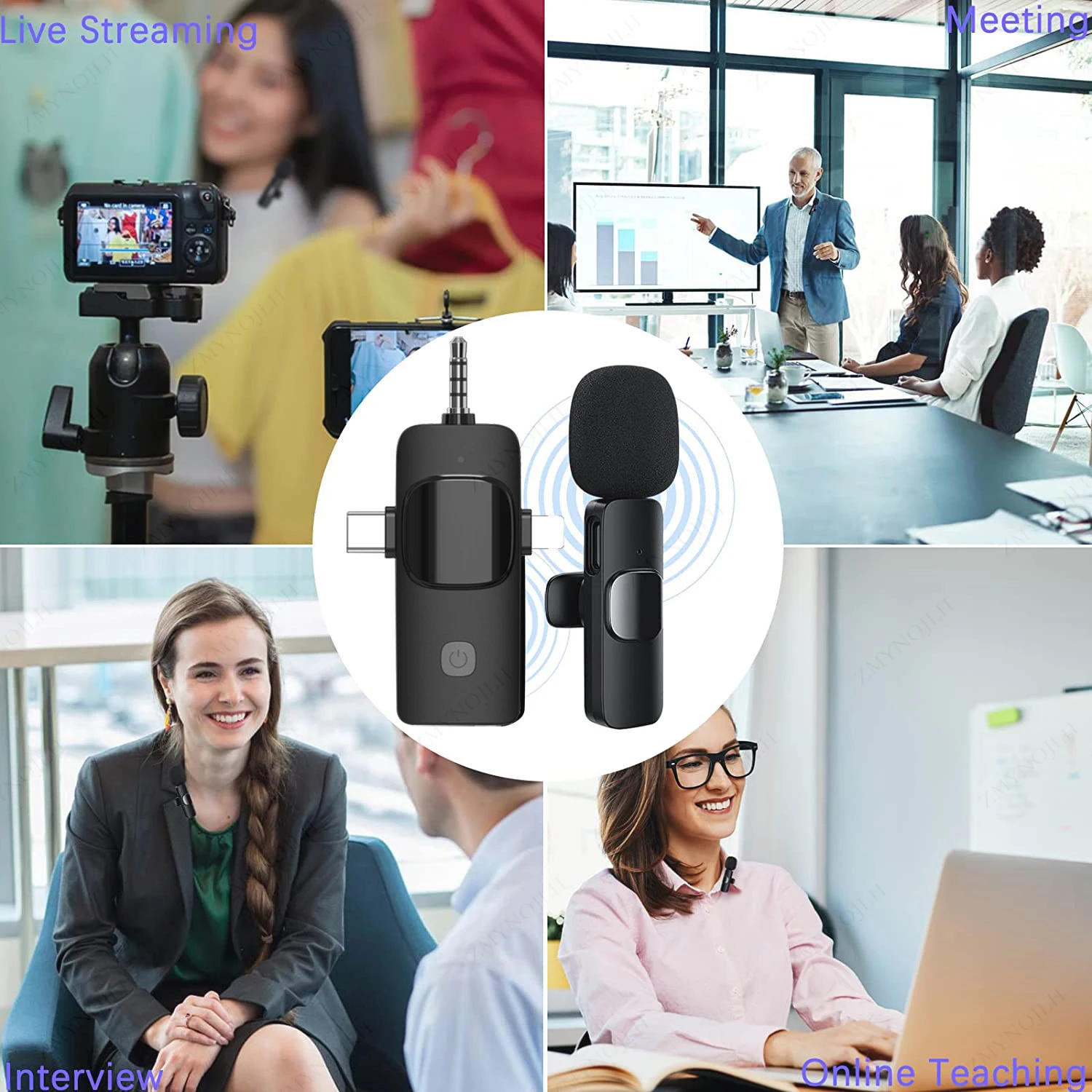Wireless Lavalier Microphone 4 In 1  for iPhone Android 3.5mm for Radio Live Recording Noise Reduction Mini Microphone 2026 Hot image 6