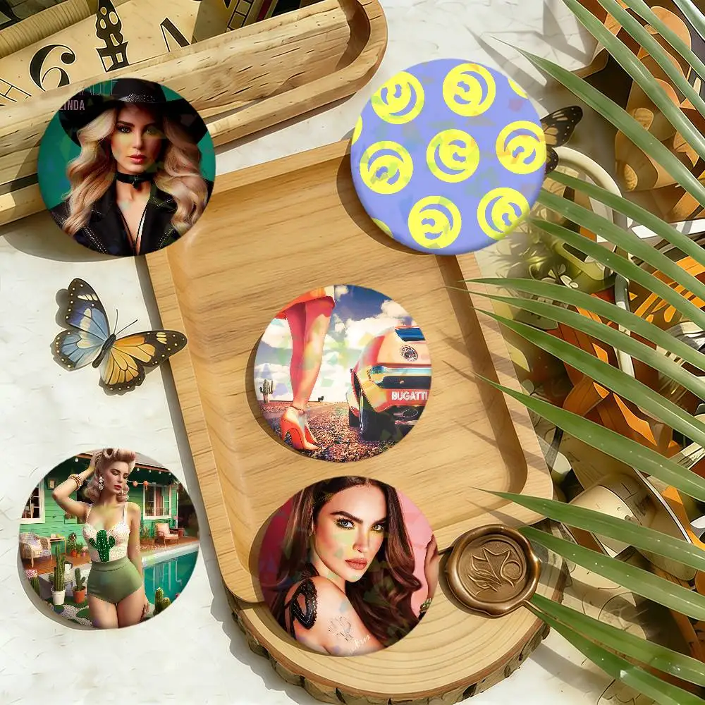 singer b-belinda indomable Bugatti Round Pin Brooch Laser Badges Collect Gifts Cosplay Clothes Backpack Decor