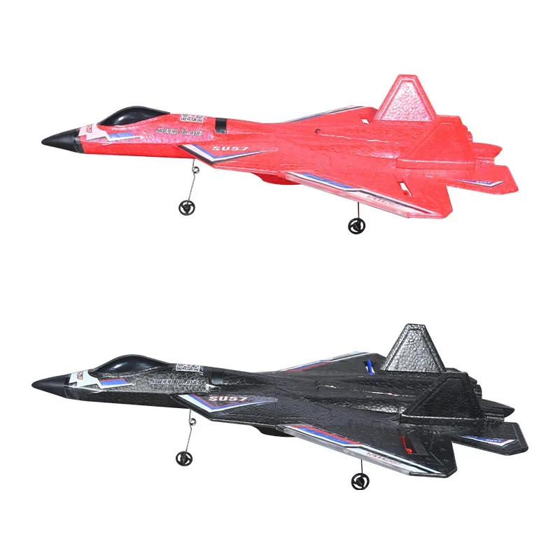 RC Plane SU-57 Radio Controlled Airplane Light Fixed Wing Hand Throwing Foam Electric Remote Control Plane Toy For Children Gift