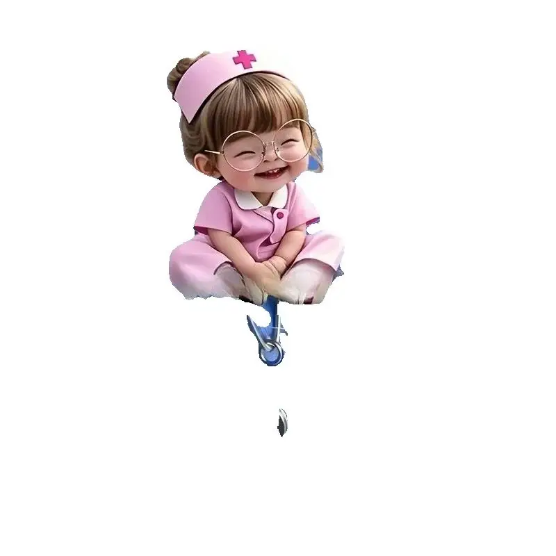 1pc Cute Nurse Retractable Badge Reel Acrylic ID Holder Clip