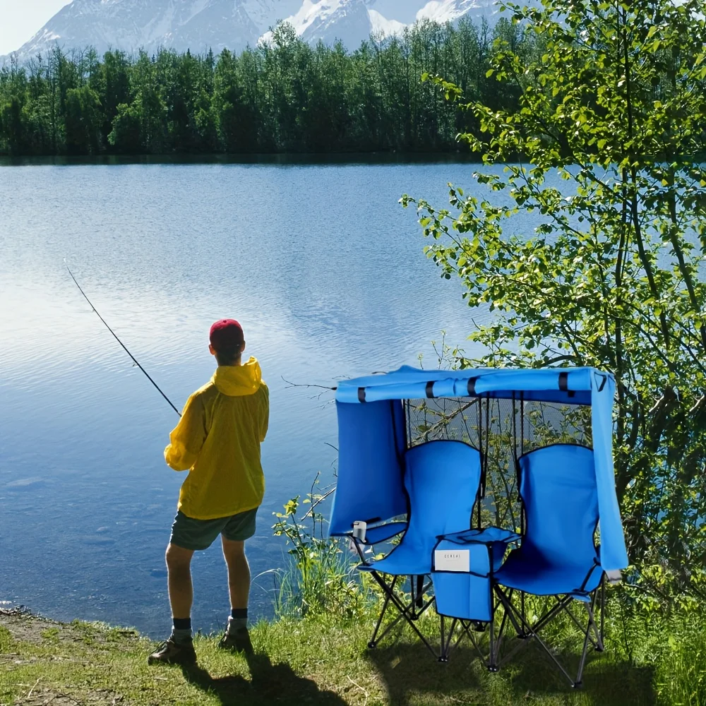 Foldable Beach Chair with Canopy and Table Multifunctional Portable Camping Fishing Chair Outdoor Furniture Accessories