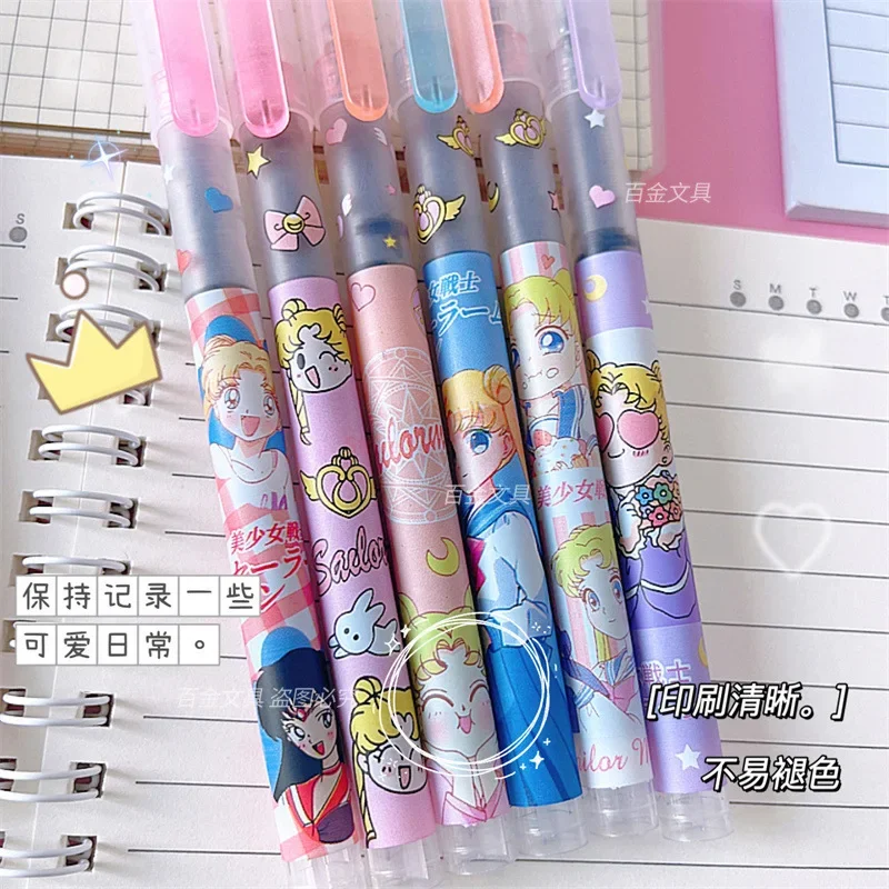 Sailor Moon Straight Liquid Gel Pen Cute 0.5mm Black Ink Signature Pen School Writing Supplies Promotional Pen Student Gifts