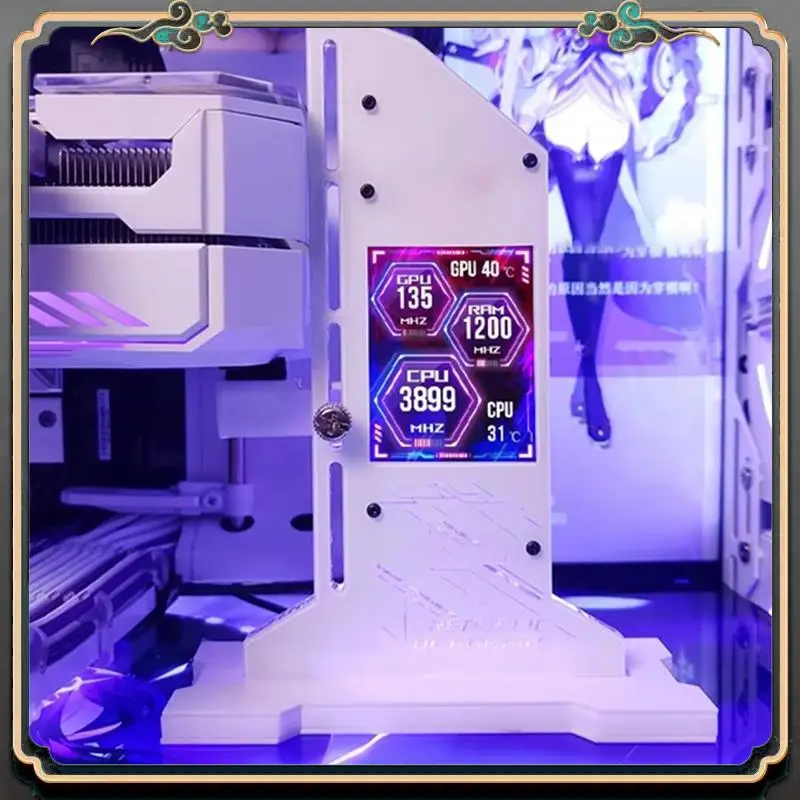 ASMA-Graphic Video Card Bracket LED Monitor Screen Holder 5V 3Pin RGB For PC Gamer Cabinet, White