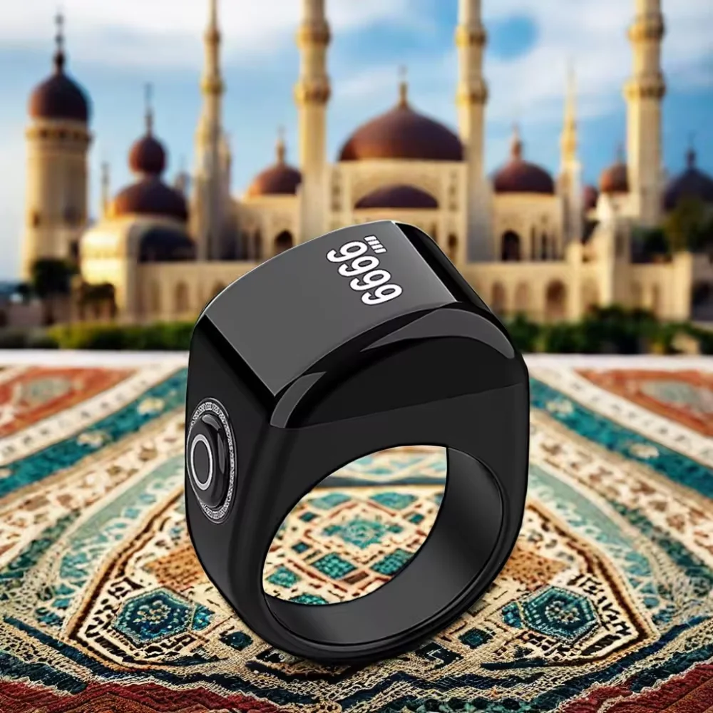 Muslim Zikr Smart Tasbih Ring With App Control Finger Counter Prayer Time And Alarm Clock Function