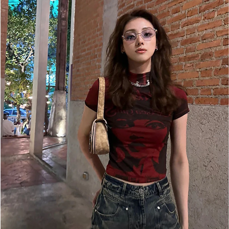 

Летние облегающие футболки, топы, уличная одежда, готический панк, E-girl, Harajuku, футболка с графическим принтом, эмо, женский винтажный укороченный топ Y2K