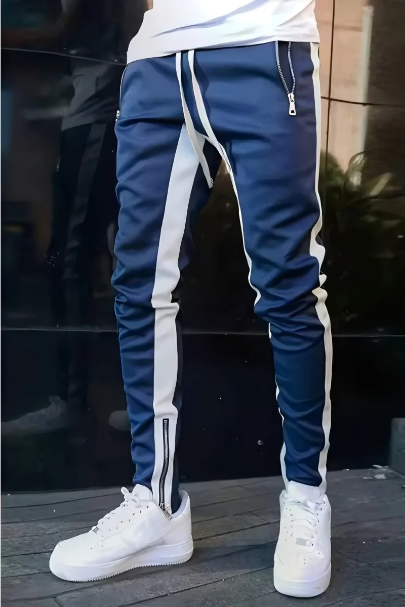 

New Autumn Men's Sport Pants Casual Knitted Trousers With Zipper Pockets Solid Color Jogger pants Male pantalon chandal hombre