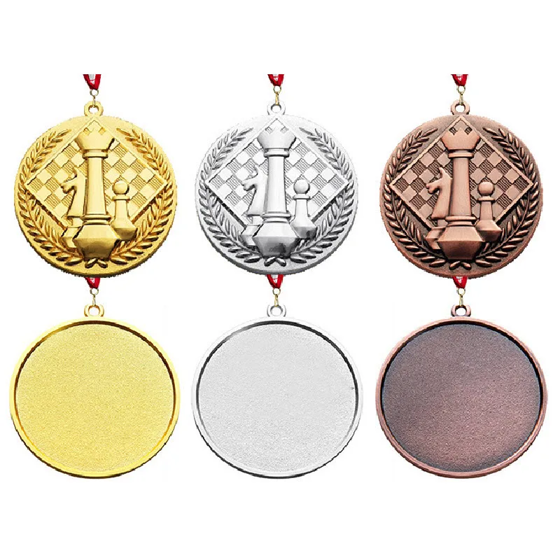 Chess Medal - Free Text Laser Service - Chess Competition Award, Chess Championship Medal, Chess Club Trophy, Custom Chess Medal