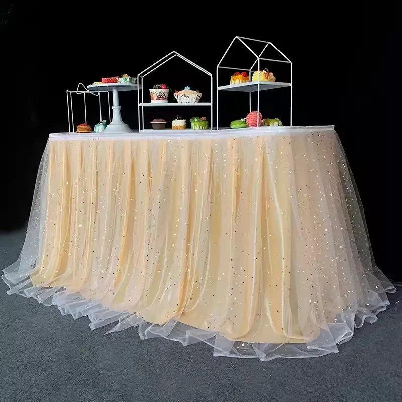 

Tulle Gold Table Skirts Tutu Table Skirt for Wedding Birthday Party Tulle Table Skirt Decoration Tulle Table Skirt tablecloth