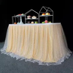 Tulle Gold Table Skirts Tutu Table Skirt for Wedding Birthday Party Tulle Table Skirt Decoration Tulle Table Skirt tablecloth