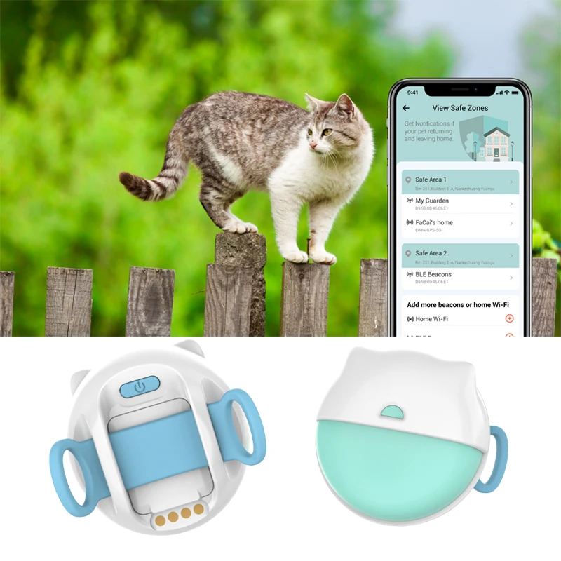 Mini Cat Dog GPS Tracking Locator Prevention Anti-Lost Waterproof Portable Ble Tracker for Pets Cats Dogs Collar Accessories