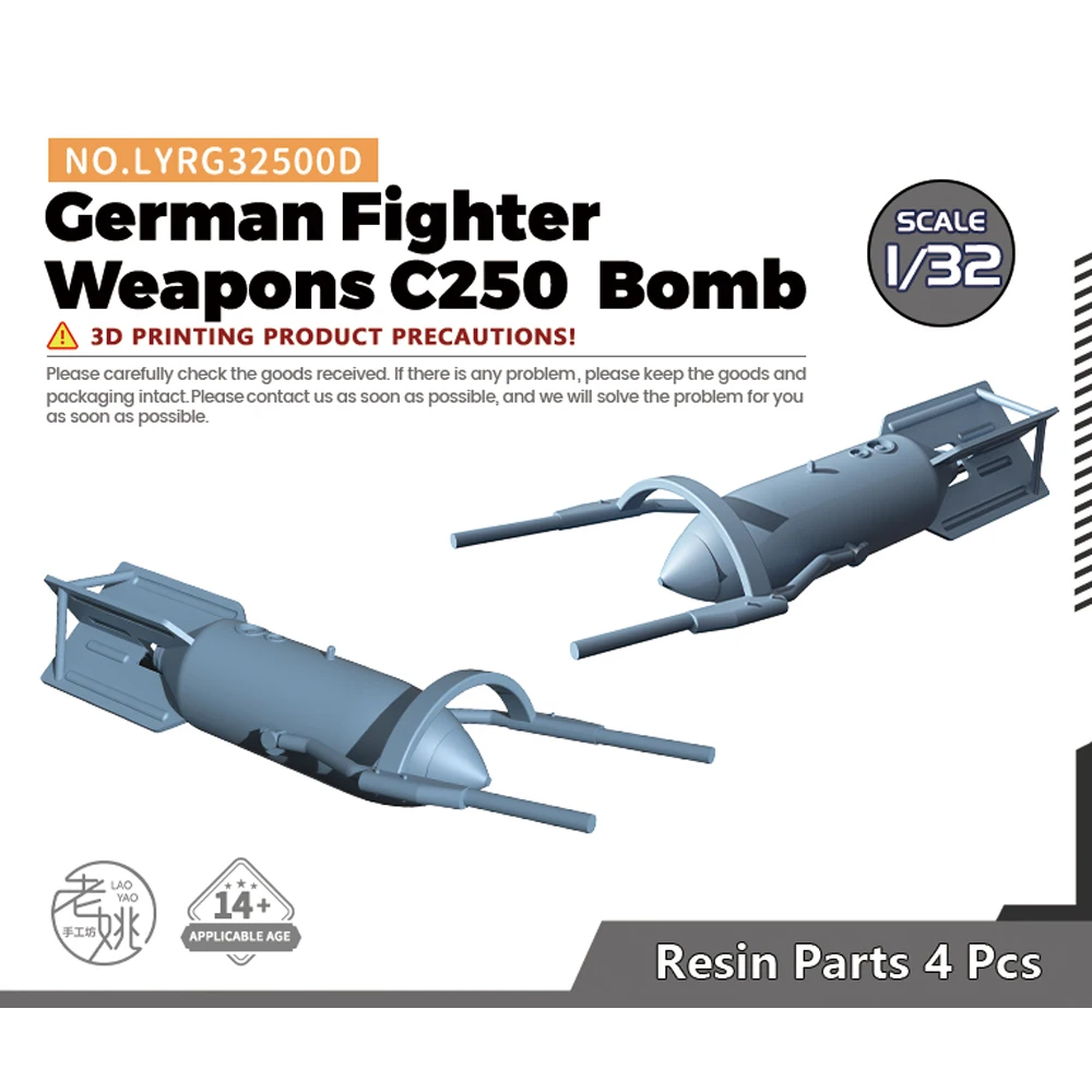 Yao's Studio LYRG500D 1/32 Model Upgrade Parts German Fighter Weapons C250  Bomb WWII WAR GAMES