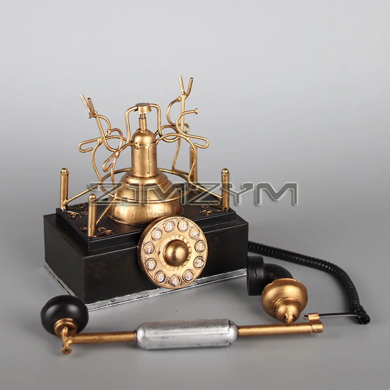 Retro Telephone Model Vintage Desktop Landline Telephone Old Fixed Telephone Home Living Room Decoration Gift