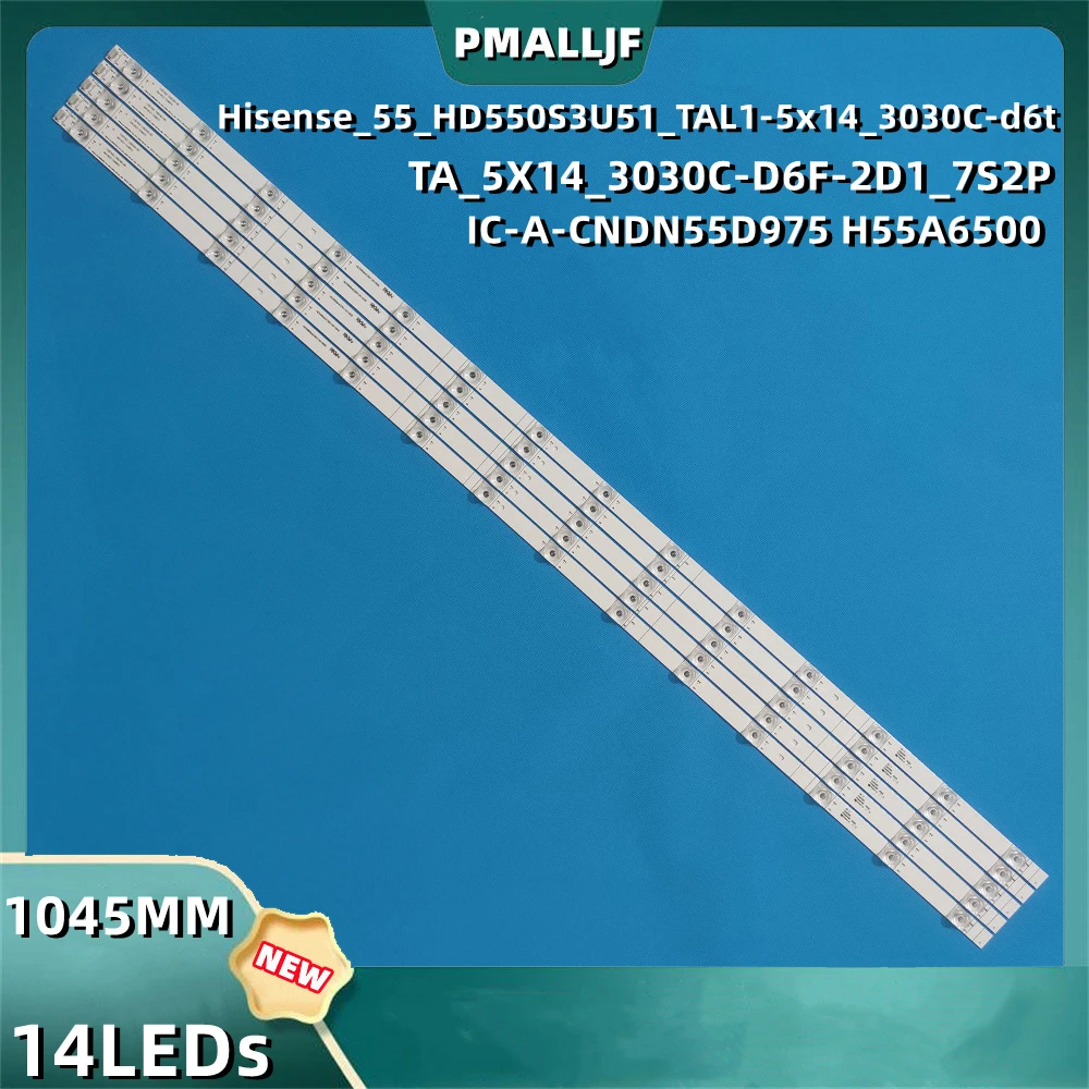 Tira de luces LED de retroiluminación, Kit de 5 piezas, 14LED, para Hisense 55H8E 55H9E IC-A-CNDN55D975 H55A6500 55_HD550S3U51-TA_5X14_3030C 55HS68U 55HS6