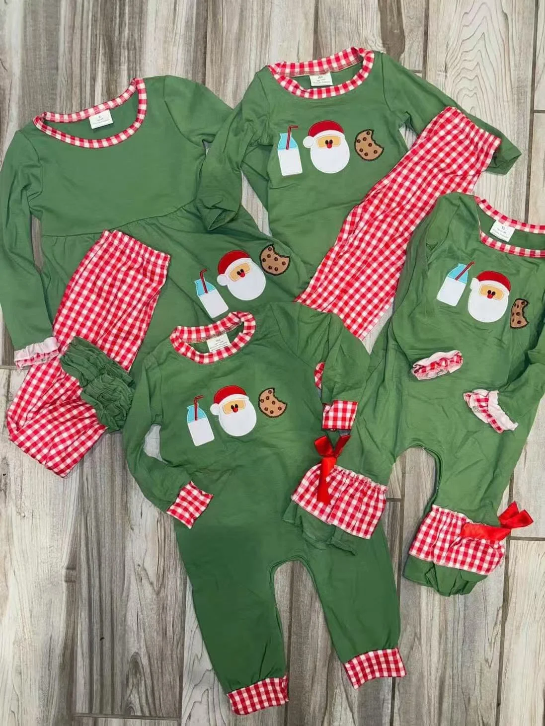 

GLP0356 Wholesale kids clothes girl Baby rompers Embroidered Santa Claus long sleeve pants sets Summer Boutique baby boy clothes