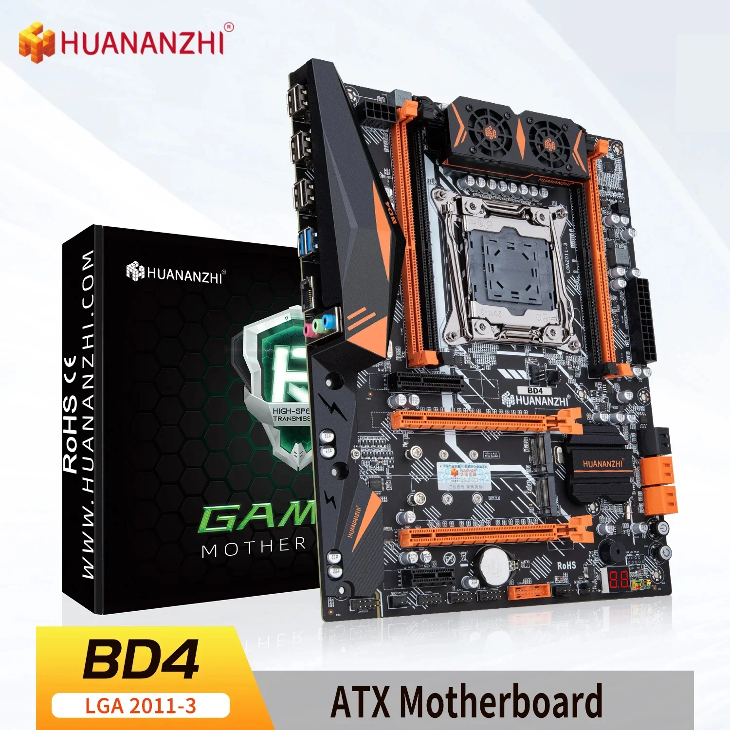 Материнская плата HUANANZHI X99 BD4 LGA2011-3 со слотом M.2 NVME NGFF DDR4 4-канальная 4*USB3.0 6*SATA3.0